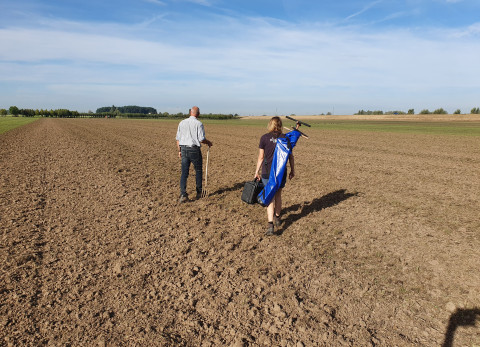 Preparing for soil sampling in organic agricultural field