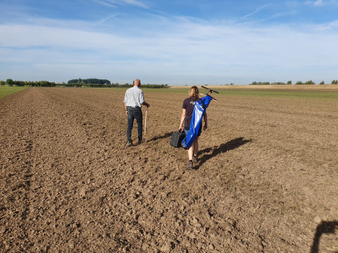 Preparing for soil sampling in organic agricultural field