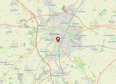 Map of Cambridge University Botanic Garden, United Kingdom (OpenStreetMap)
