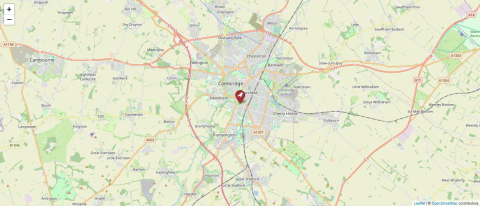 Map of Cambridge University Botanic Garden, United Kingdom (OpenStreetMap)