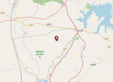 Map of Dongzhai National Nature Reserve, China (OpenStreetMap)