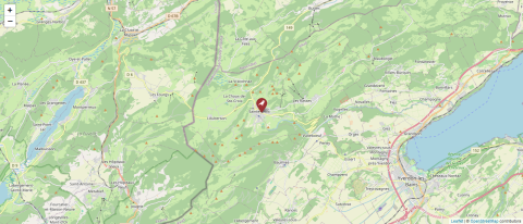 Map of Jura Nord-Vaudois, Switzerland (OpenStreetMap)
