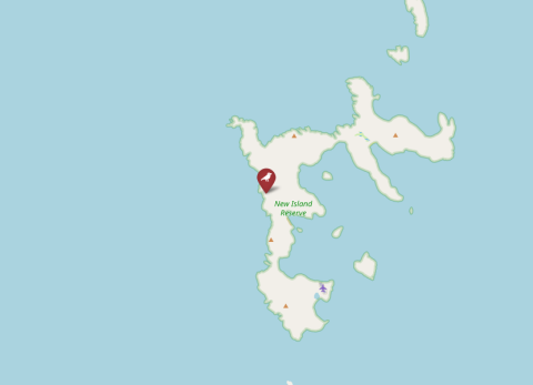 Map of New Island, Falkland Islands (Malvinas). Map layer from OpenStreetMap.