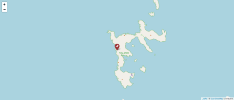 Map of New Island, Falkland Islands (Malvinas). Map layer from OpenStreetMap.
