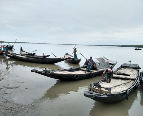 Boats in Bangladesh in the Brahamaputra Delta