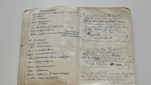 Veldboekje uit 1955 met handgeschreven waarnemingen